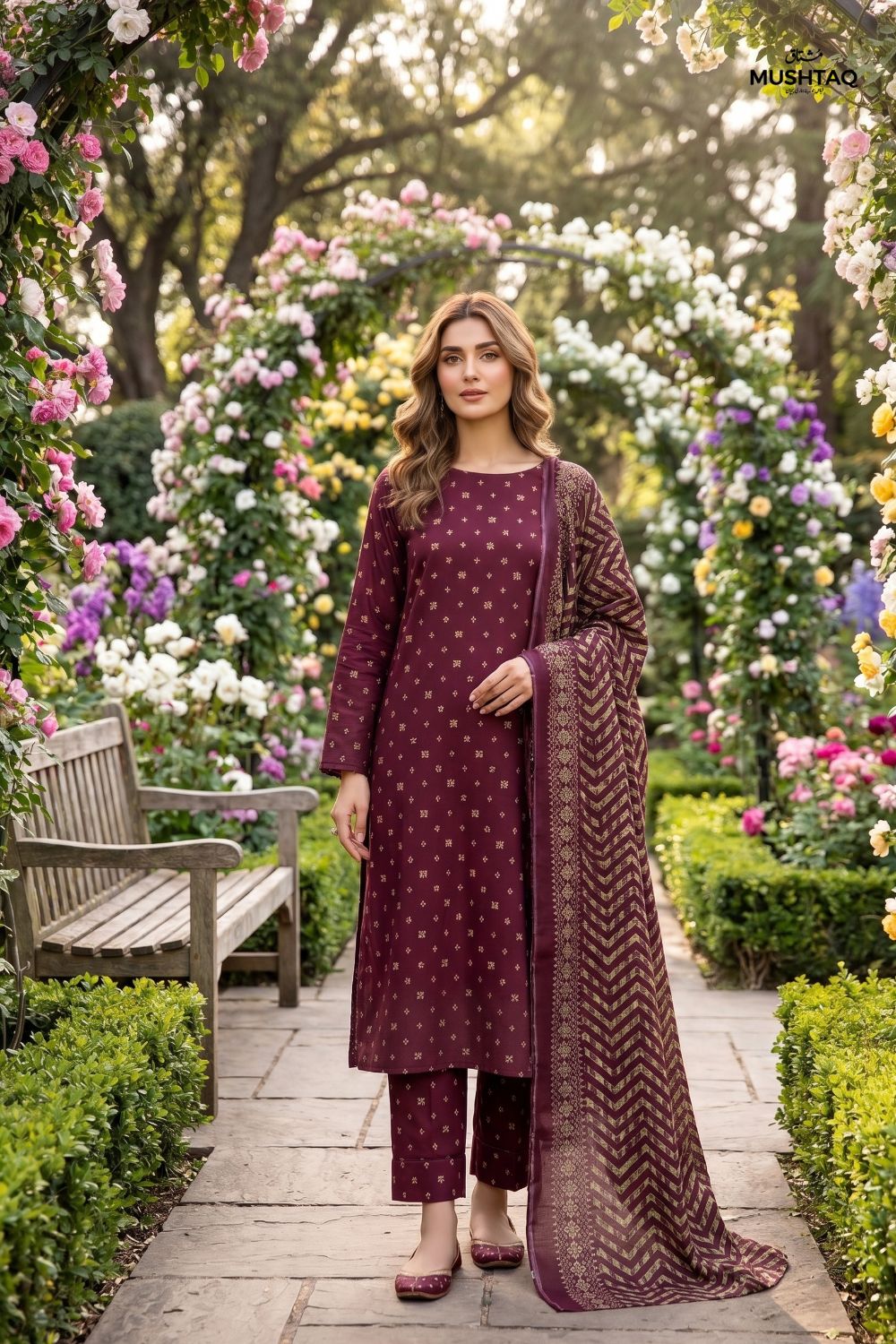 Mushtaq 3Pcs Unstitched Printed Lawn Alizy Collection Desgin - 10
