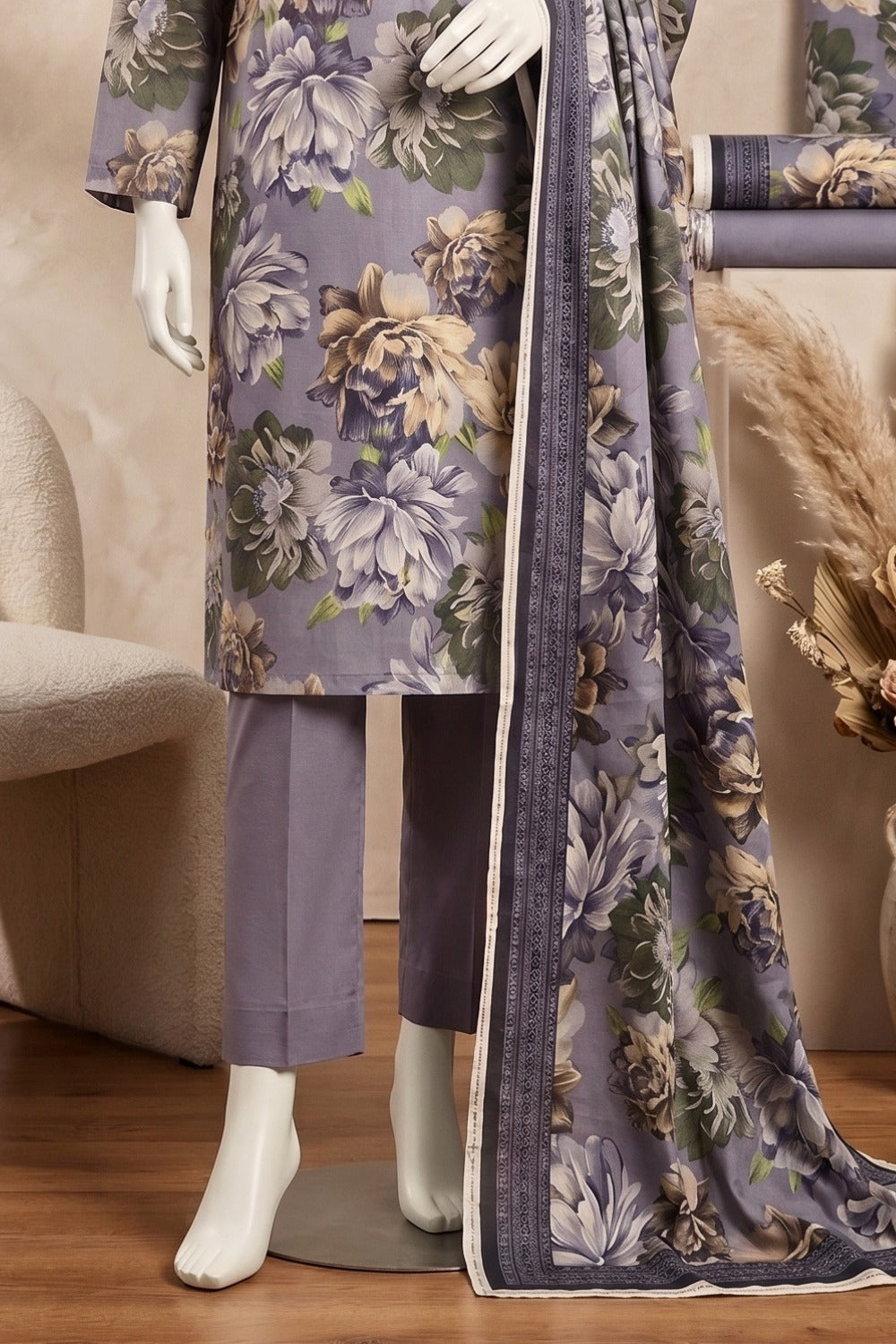 Mushtaq 3Pcs Unstitched Printed Lawn Israa Collection Desgin - 5