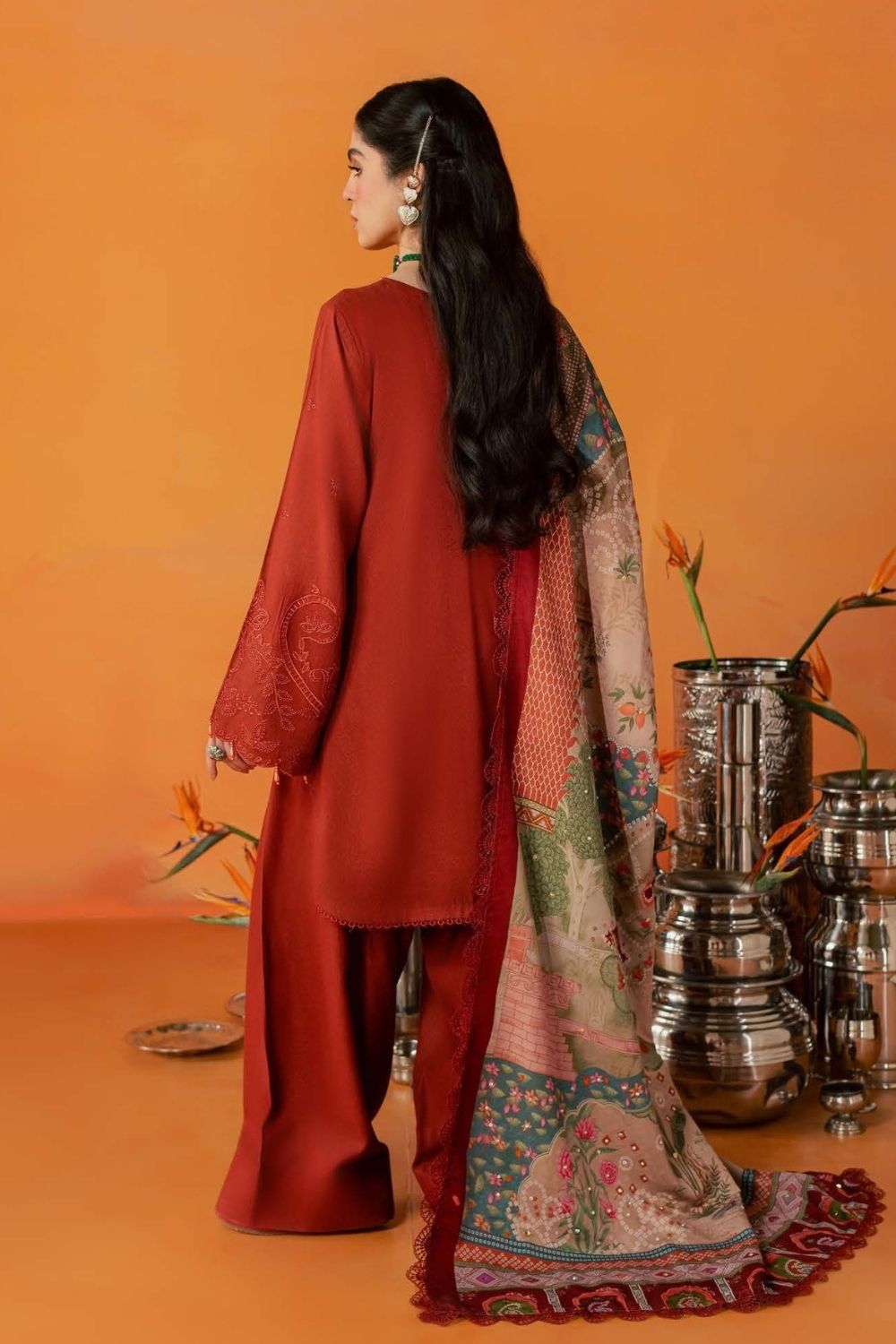 Nureh 3Pcs Unstitched Embroidered Leather Peach Collection NE-292