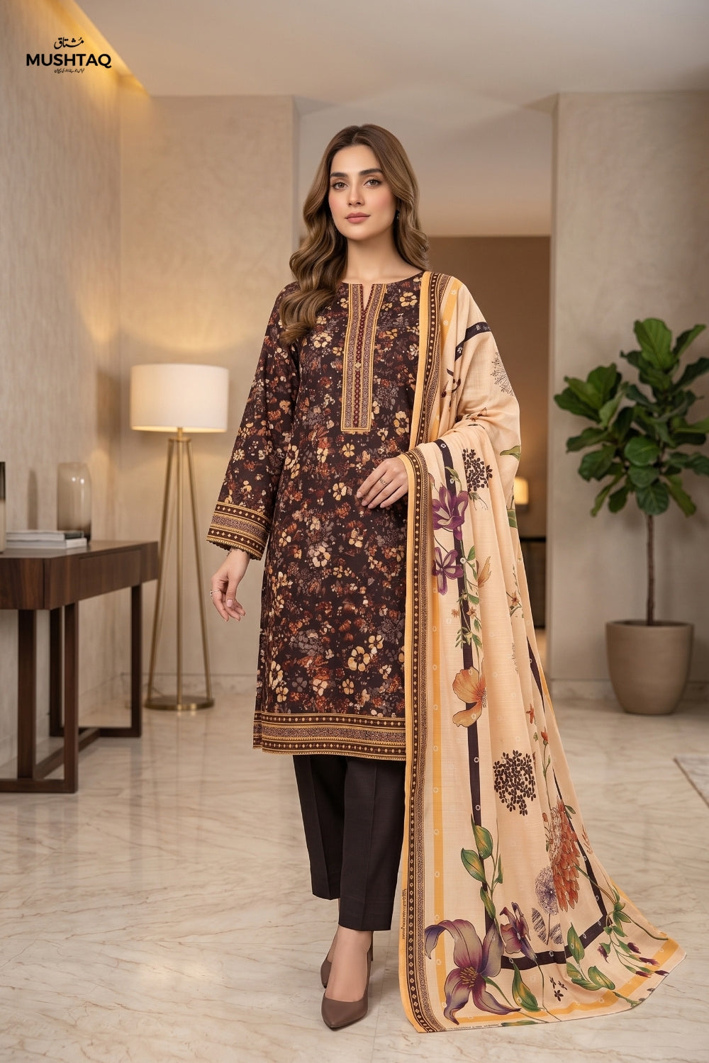 Mushtaq 3Pcs Unstitched Printed Khaddar Zarposh Collection Desgin - 4