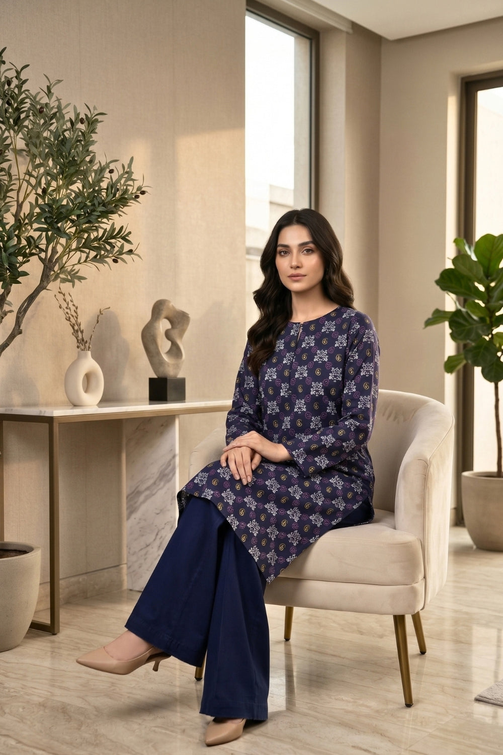 Mushtaq 2Pcs Unstitched Printed Dhanak Marina Desgin - 5