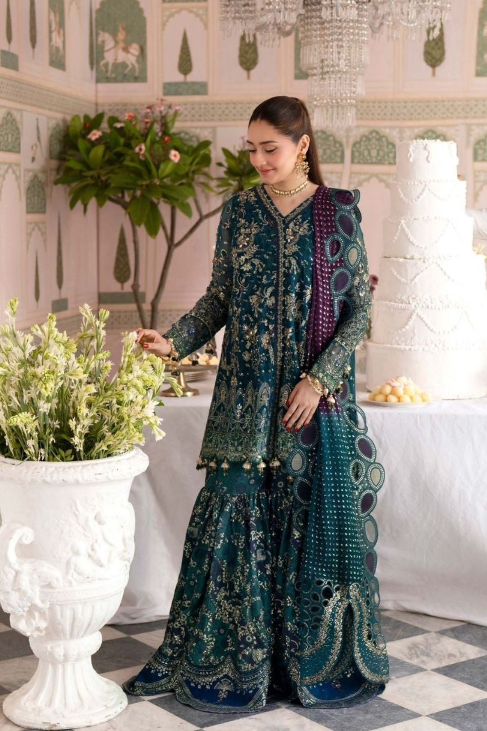 Nureh Johoomro 3 Piece Unstitched Embroidered Luxury Chiffon Suit NL-94 Amania
