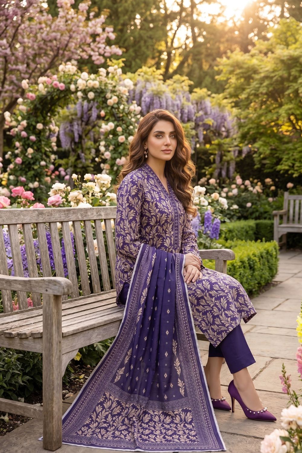 Mushtaq 3Pcs Unstitched Printed Lawn Suit Emaan Collection Desgin - 4