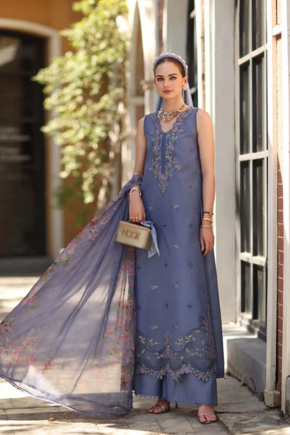 Noor By Saadia Asad Embroidered Lawn Suits Unstitched 3 Piece Luxury Collection D3 - B - Stormy Lilac