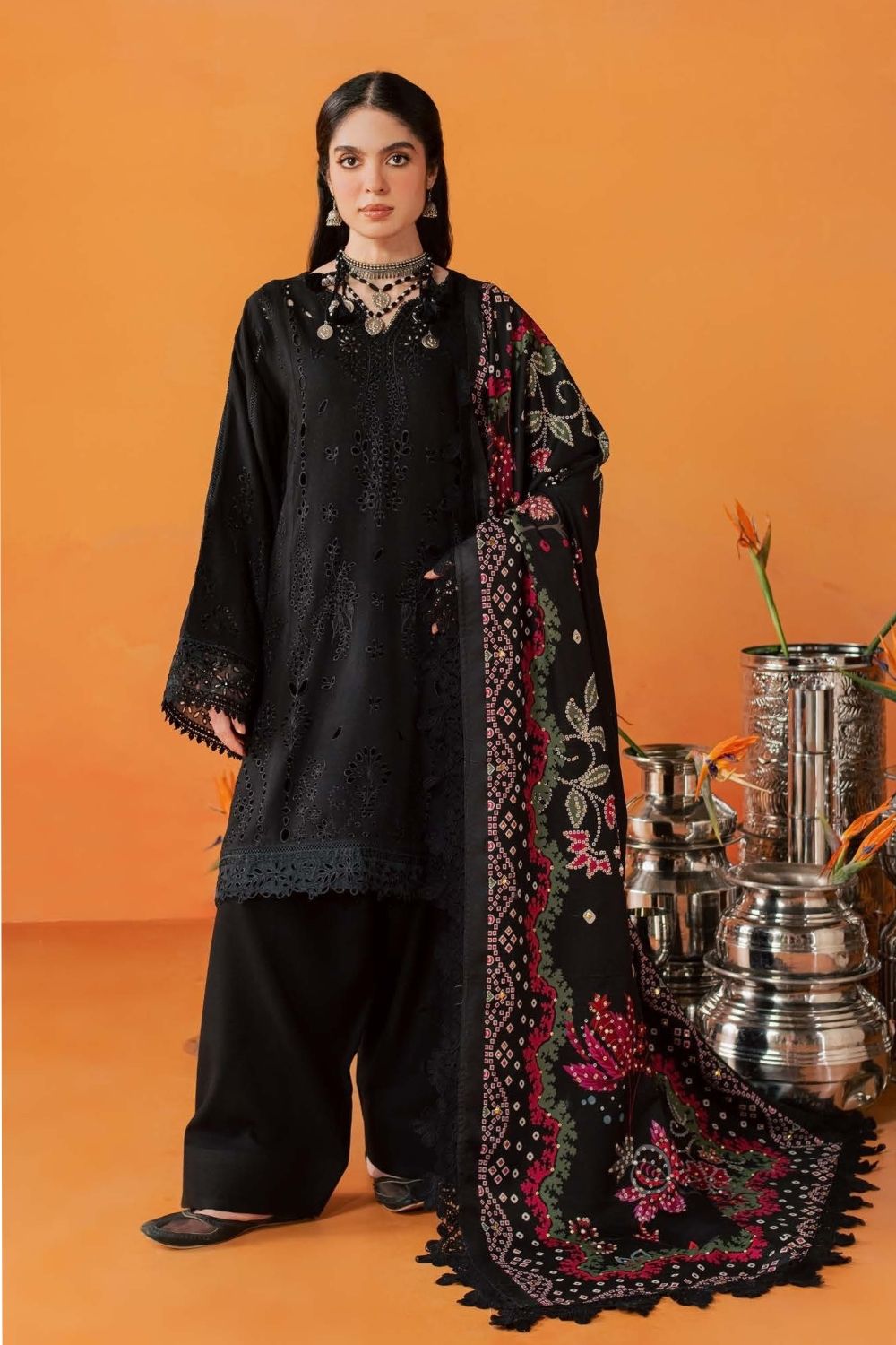 Nureh 3Pcs Unstitched Embroidered Leather Peach Collection NE-293