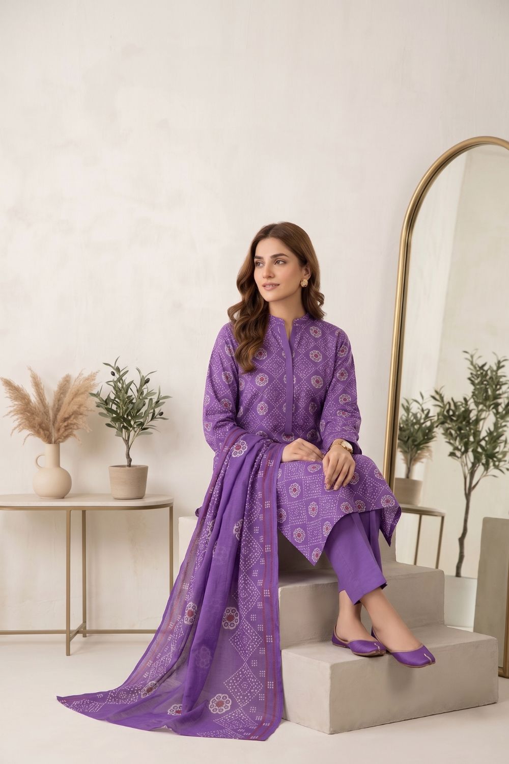 Mushtaq 3Pcs Unstitched Printed Lawn Suit Shanoor Collection Desgin - 4