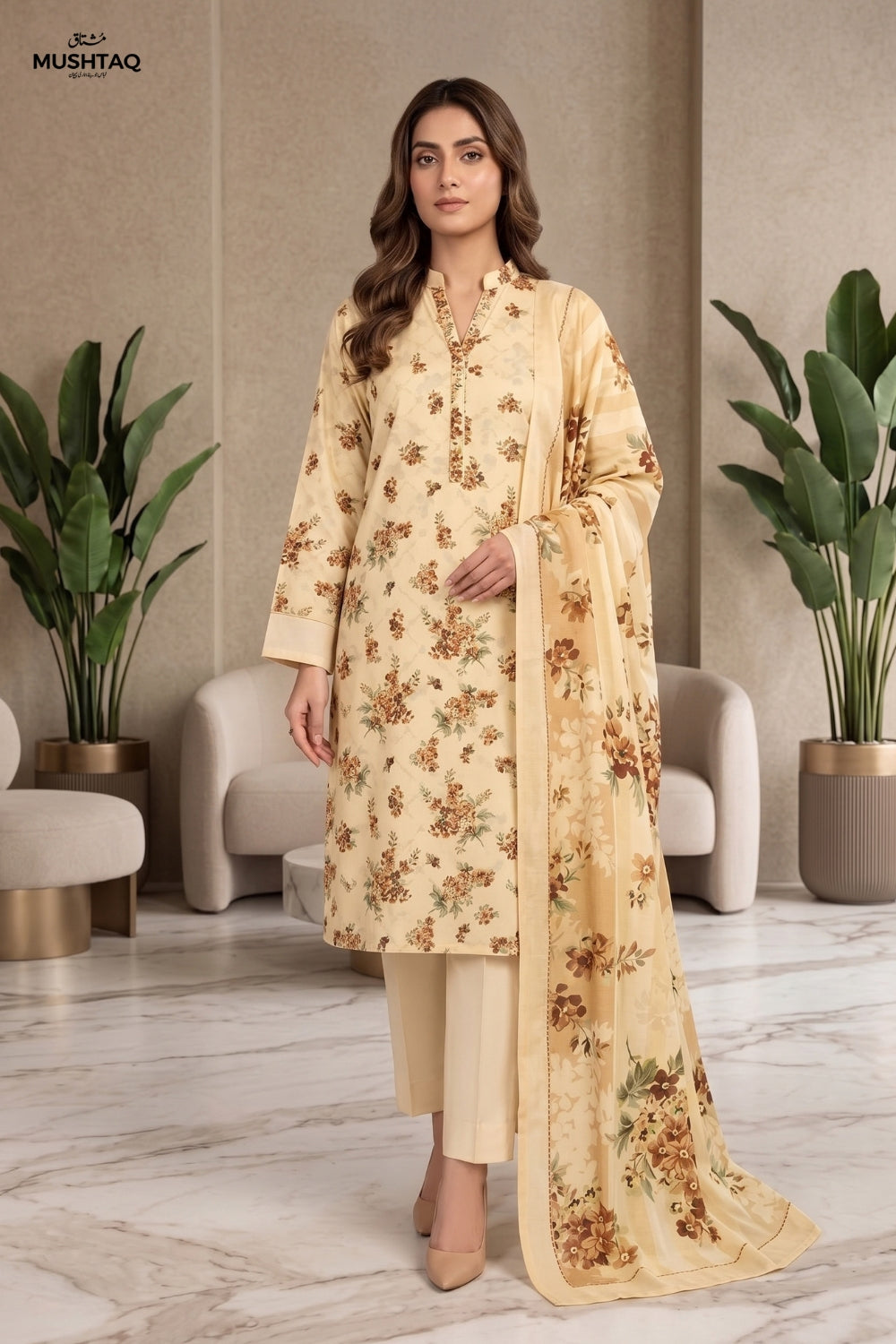 Mushtaq 3Pcs Unstitched Karandi Sajal Collection Desgin - 6