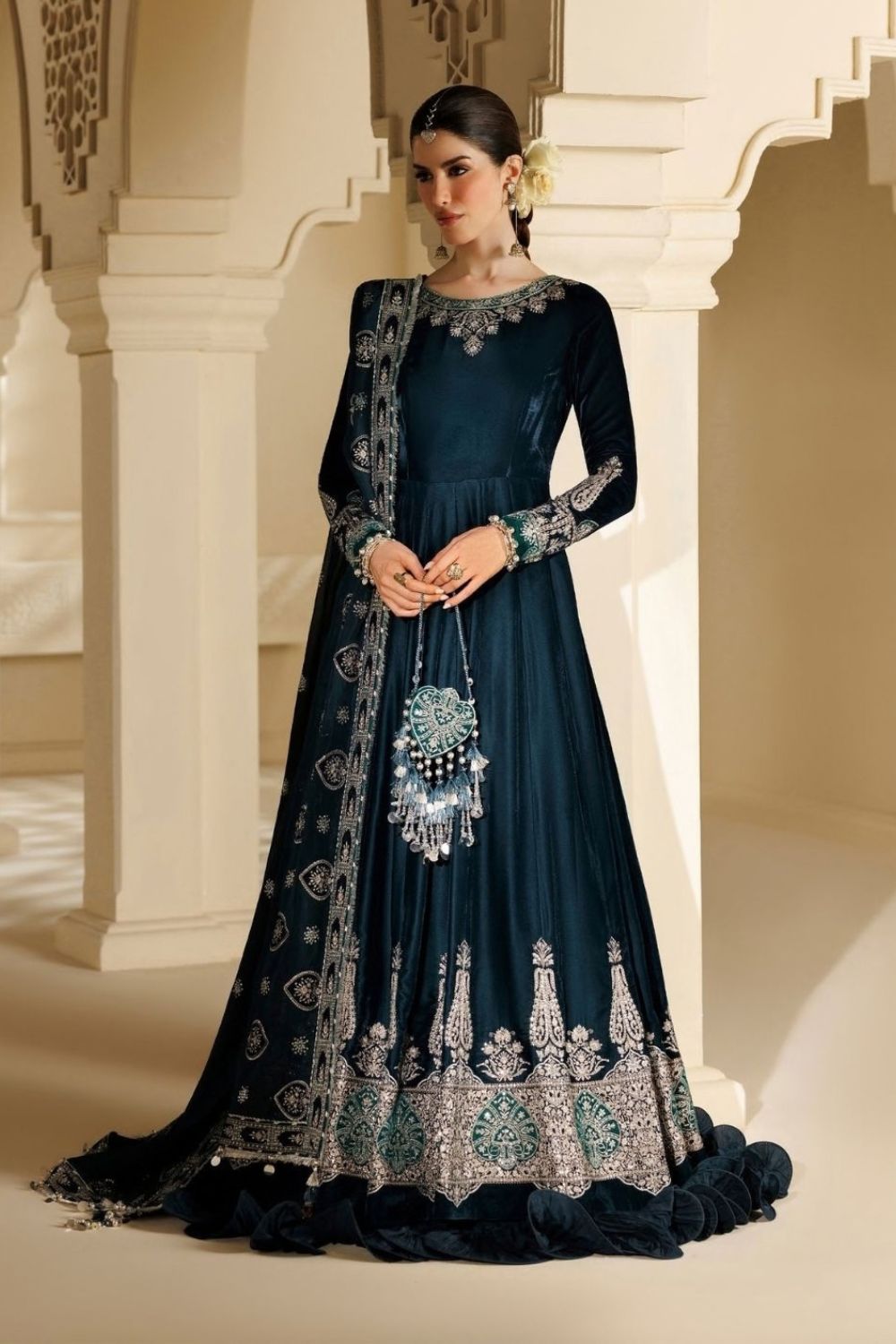 Jazmin Chandni 3 Piece Unstitched Embroidered Velvet Suit CVF26-D09