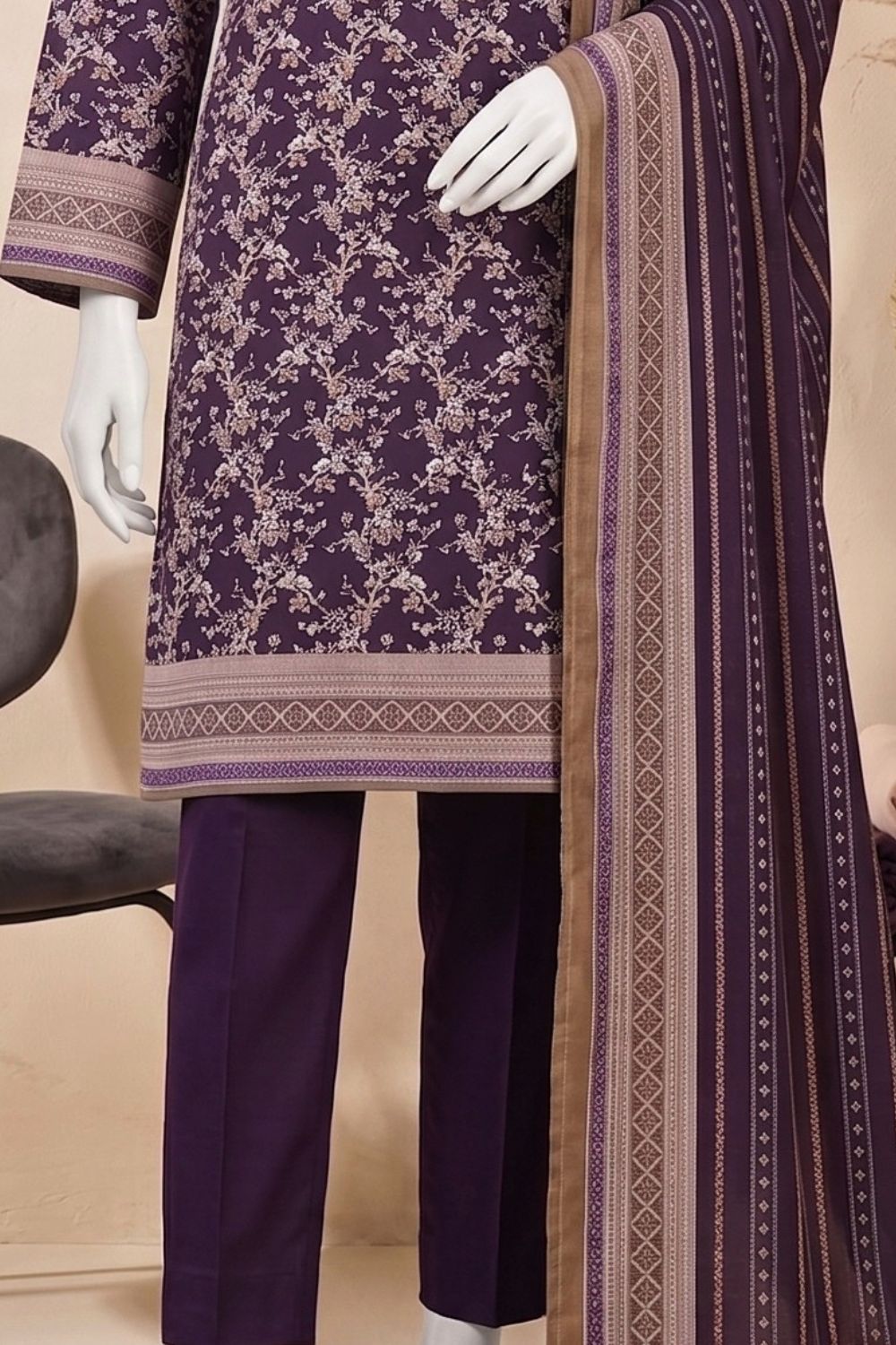 Mushtaq 3Pcs Unstitched Printed Lawn Daneen Collection Desgin - 6