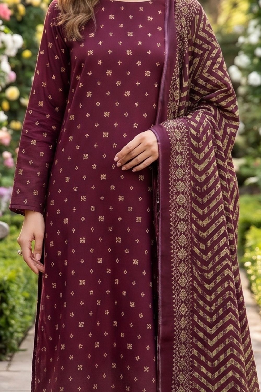 Mushtaq 3Pcs Unstitched Printed Lawn Alizy Collection Desgin - 10