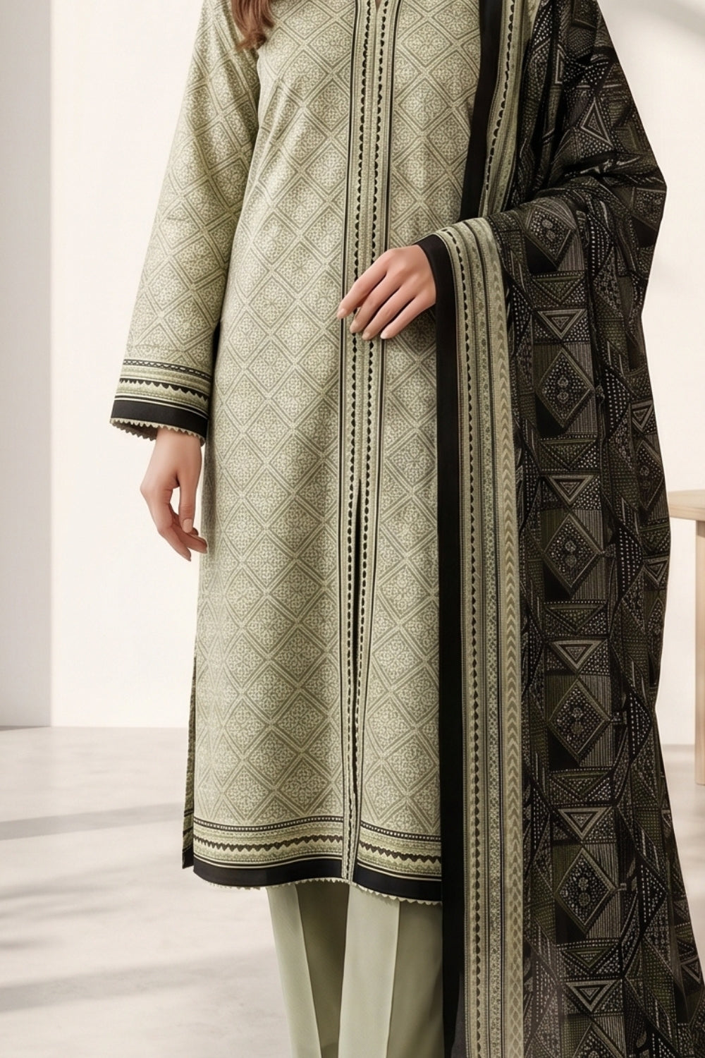 Mushtaq 3Pcs Unstitched Printed Lawn Suit Ayzel Collection Desgin - 4