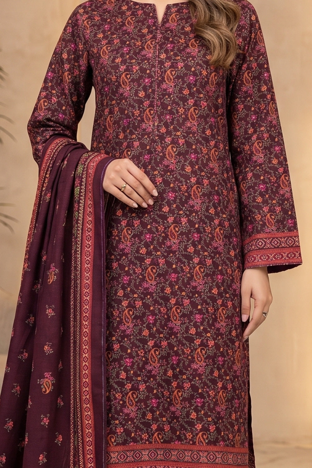 Mushtaq 3Pcs Unstitched Printed Khaddar Desgin - 15