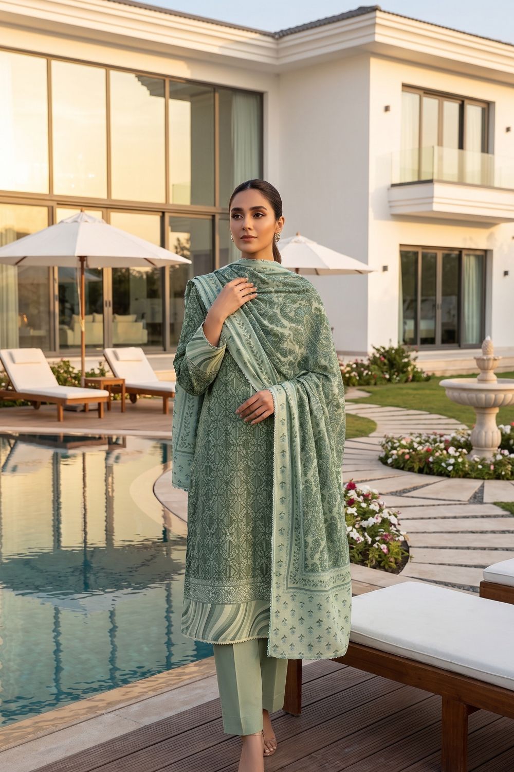 Mushtaq 3Pcs Unstitched Printed Lawn Sapphire Collection Desgin - 15