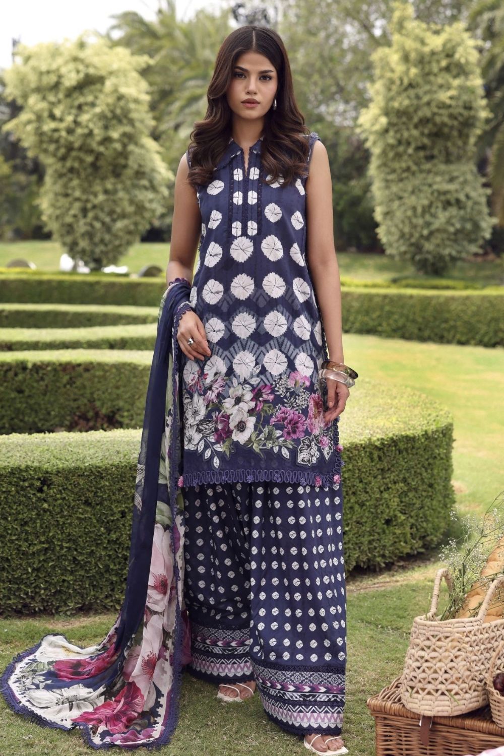 Elaf Premium 3Pc Unstitched Belladore Printed Chiffon Suit EPA-1A DOMINO