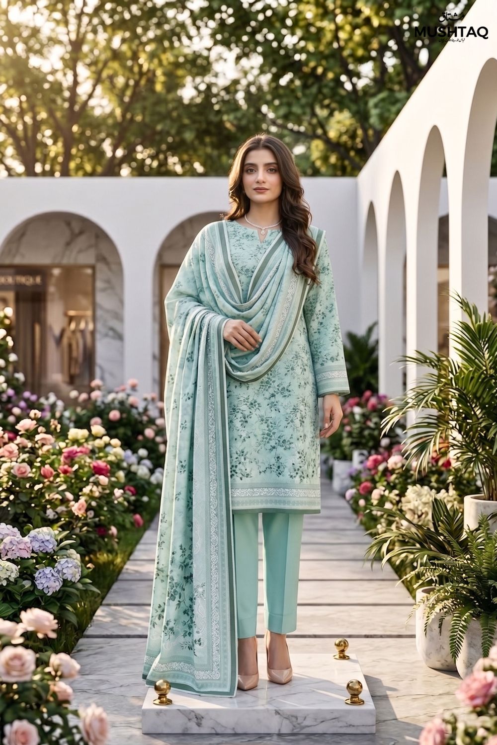 Mushtaq 3Pcs Unstitched Printed Lawn Rahaa Collection Desgin - 10