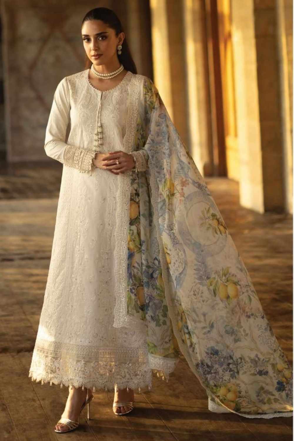 Imrozia | Serene 3 Pc Unstitched Embroidered Lawn Suit SL-154 Inaya