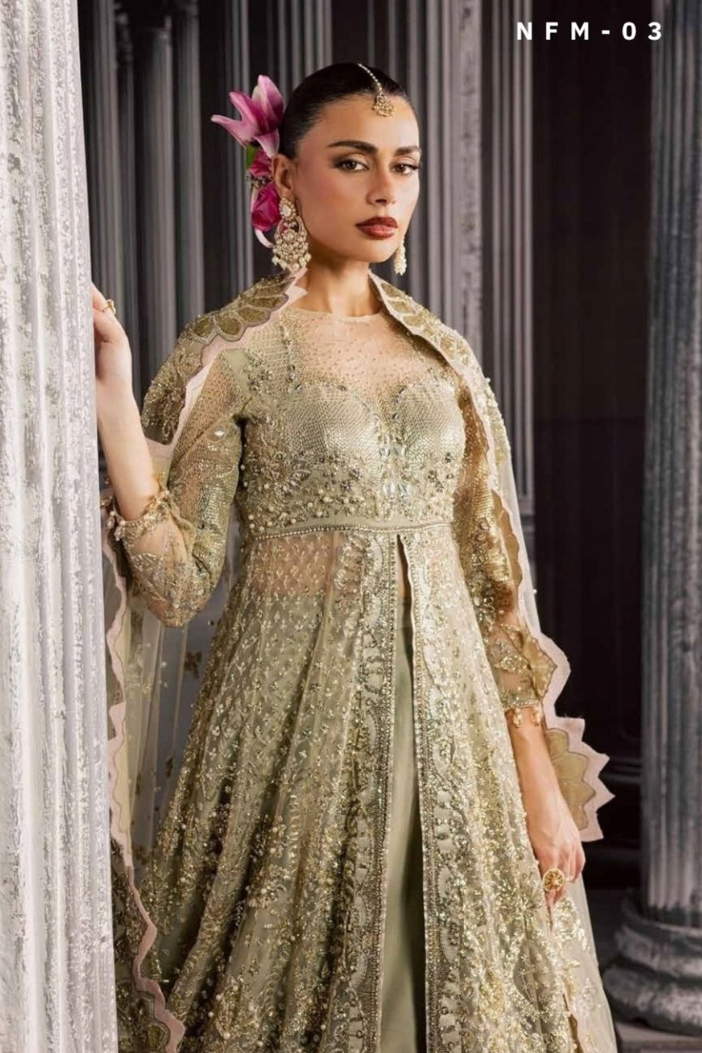 Nureh Muse 3 Piece Unstitched Embroidered Net Suit NFM-03