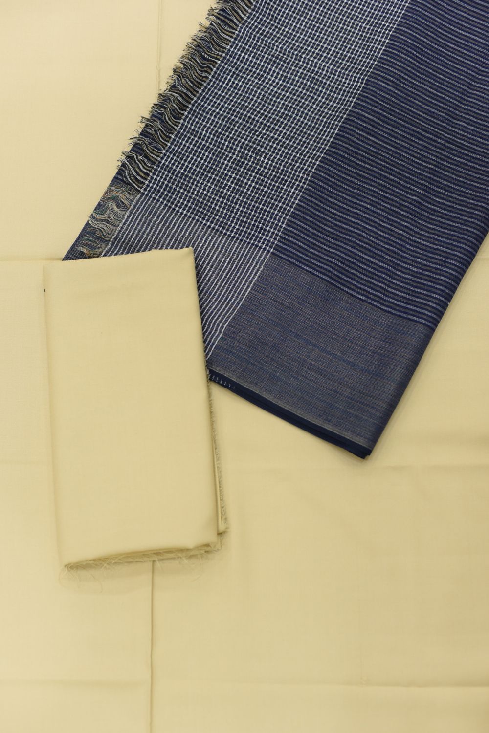 3Pcs Plain Suits with Shawl Design - 3