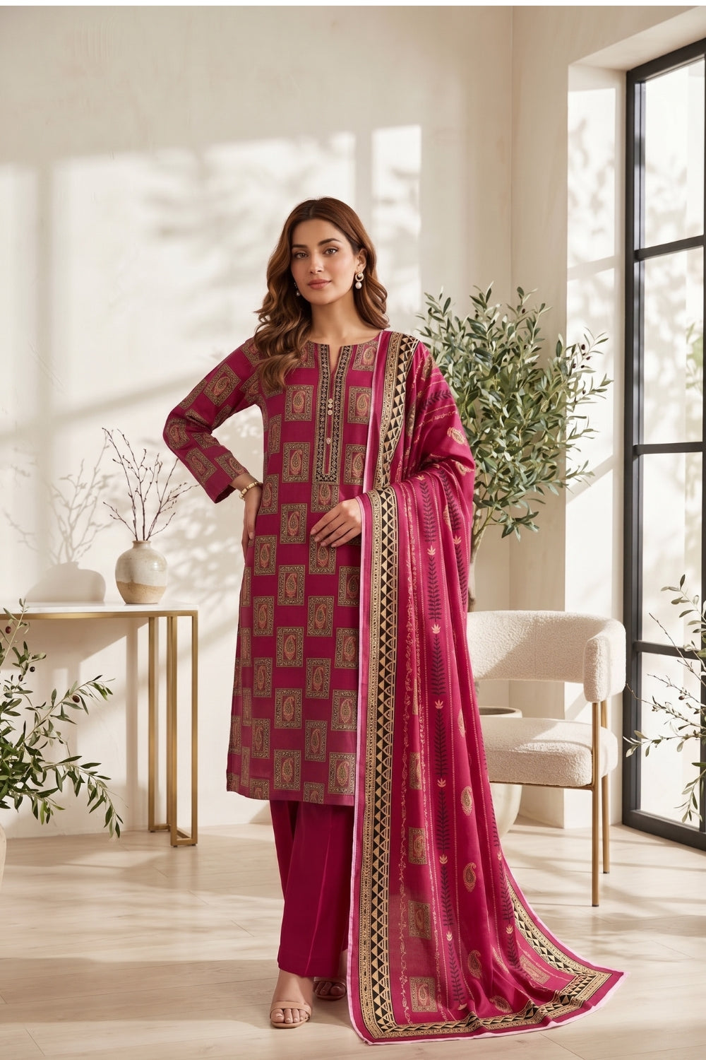 Mushtaq 3Pcs Unstitched Printed Lawn Suit Rooh Posh Collection Desgin - 11