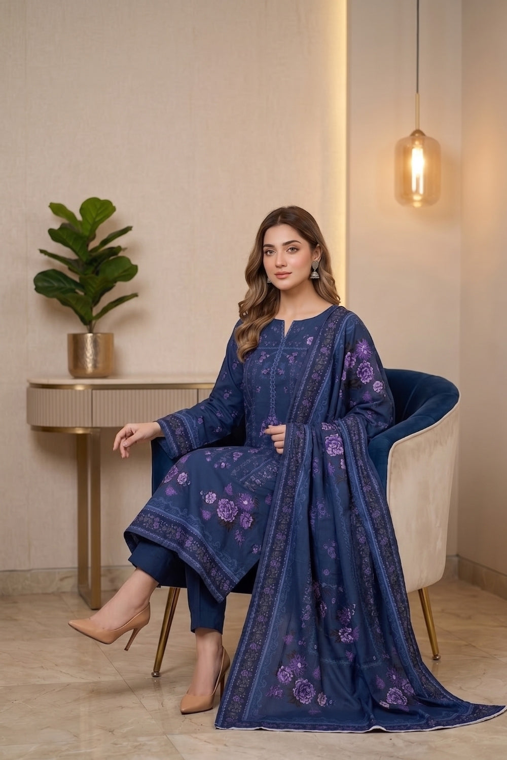 Mushtaq 3Pcs Unstitched Mascot Linen Suit Mira Collection Desgin - 5