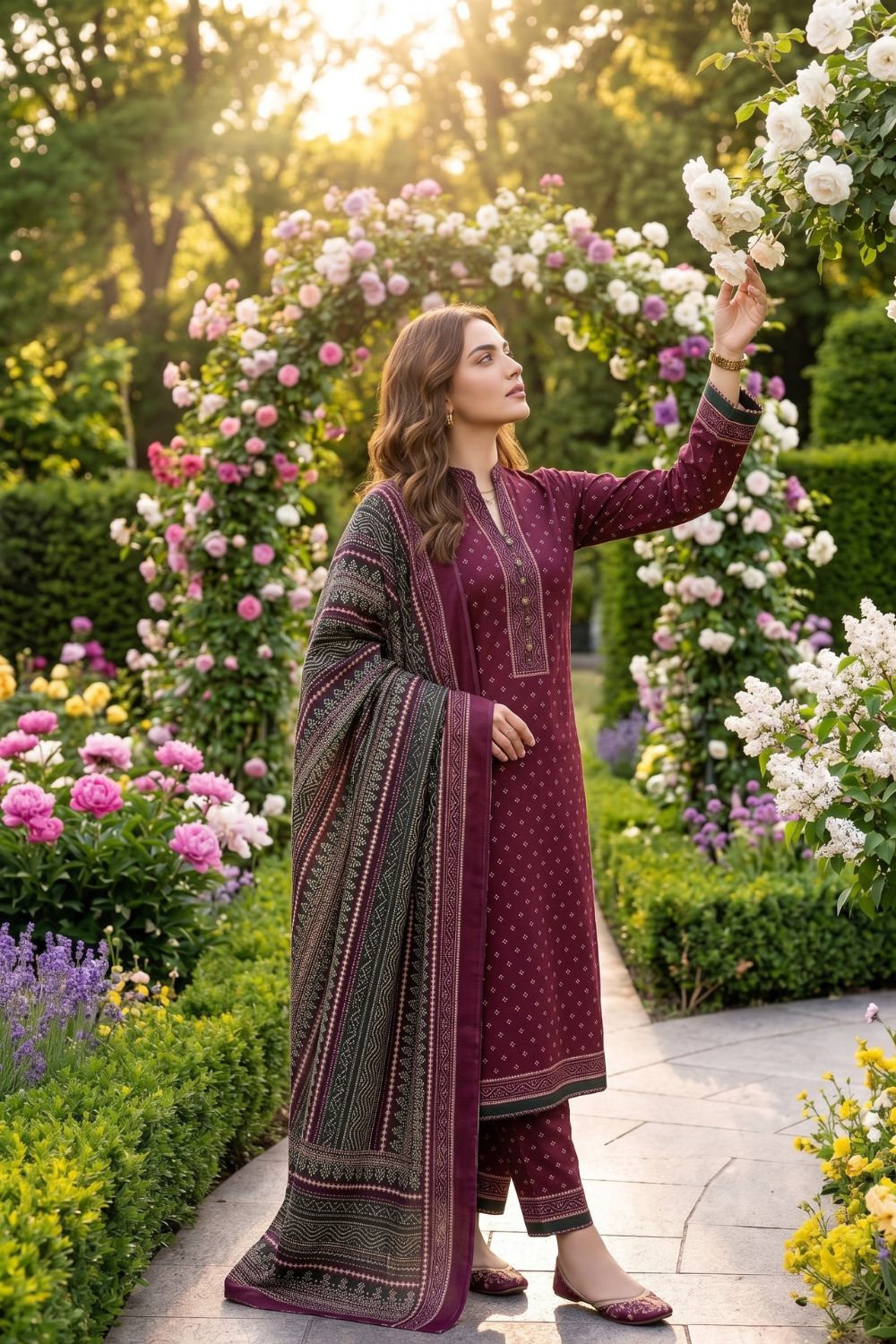 Mushtaq 3Pcs Unstitched Printed Lawn Alizy Collection Desgin - 11
