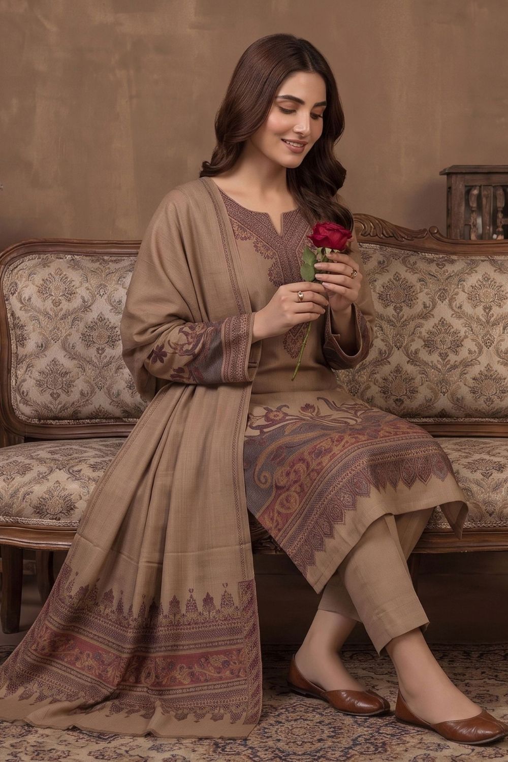 Ammar 3Pcs Unstitched Kaani Wool Jacquard Shirt Desgin - 7
