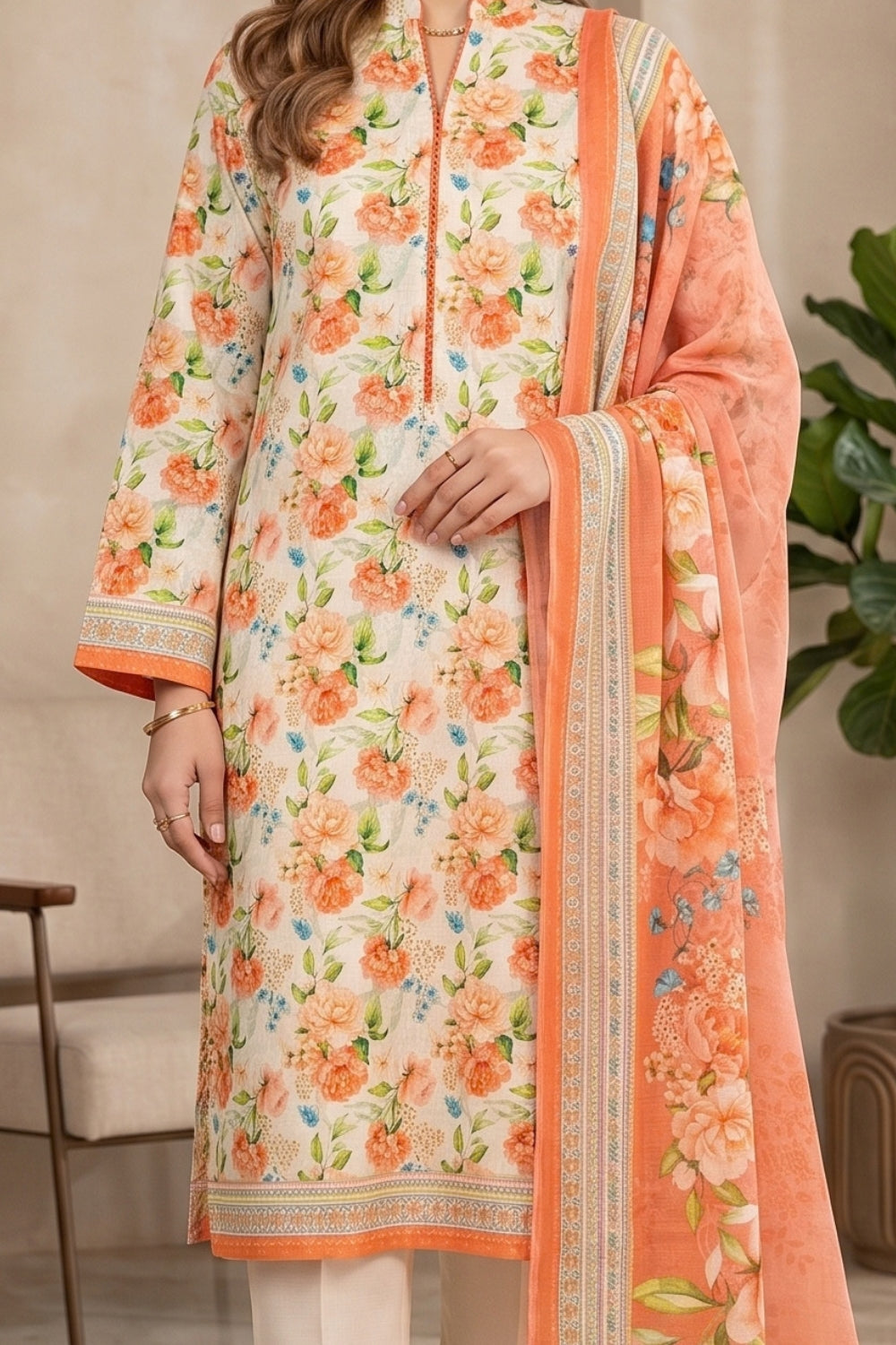 Mushtaq 3Pcs Unstitched Printed Khaddar Zariya Collection Desgin - 5