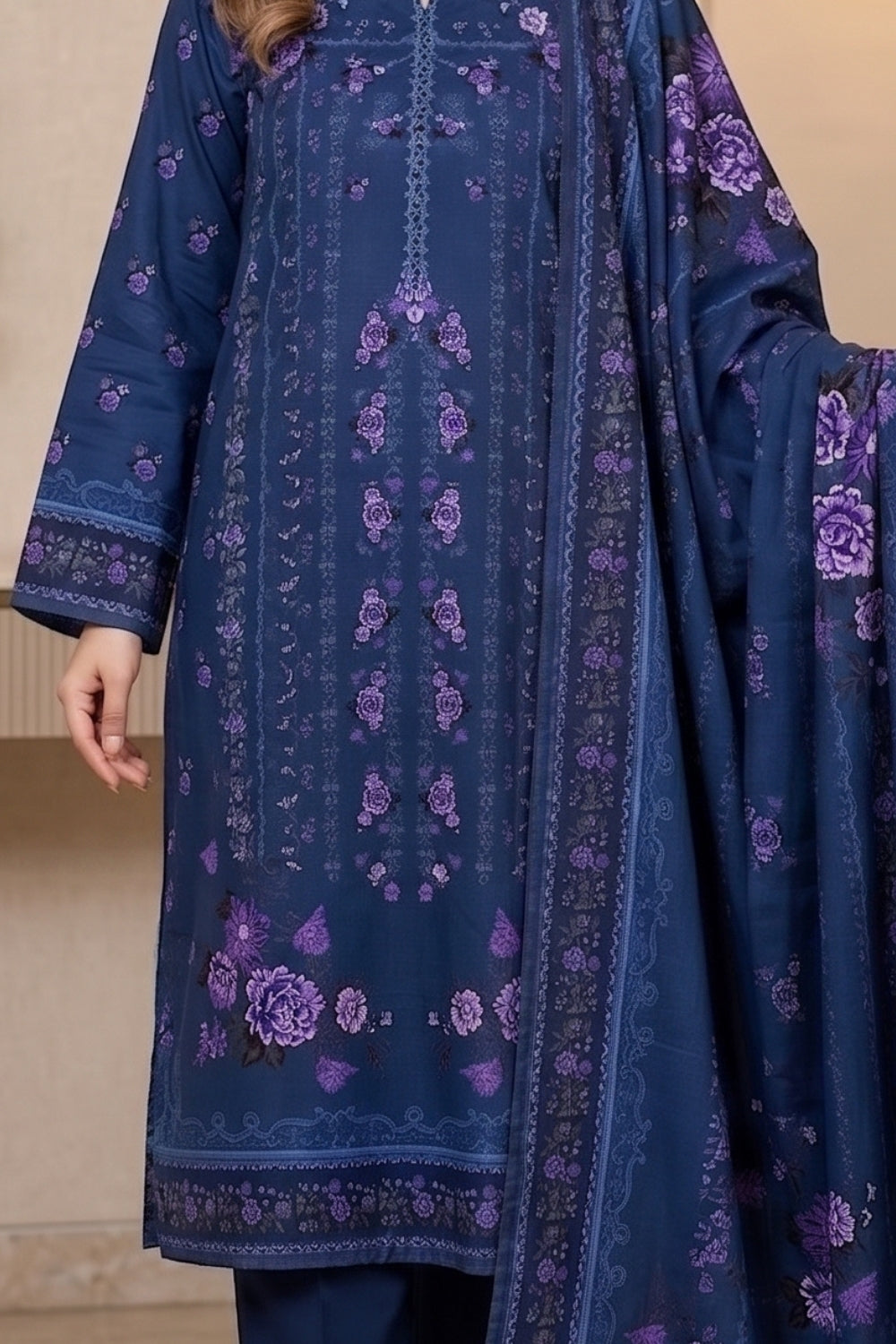 Mushtaq 3Pcs Unstitched Mascot Linen Suit Mira Collection Desgin - 5