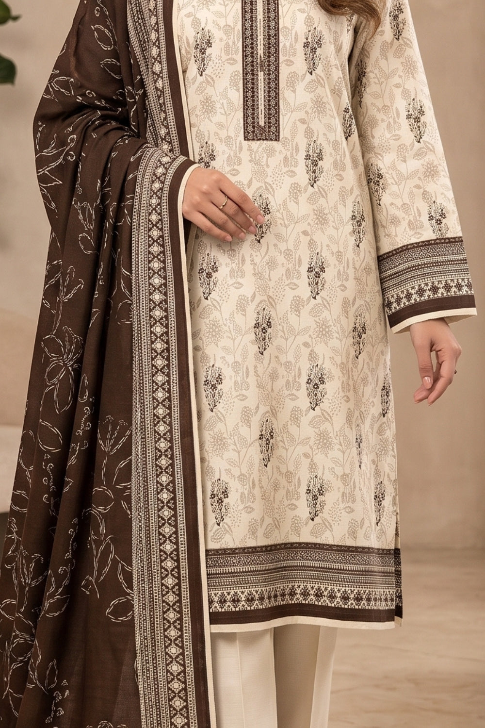 Mushtaq 3Pcs Unstitched Printed Khaddar Desgin - 11