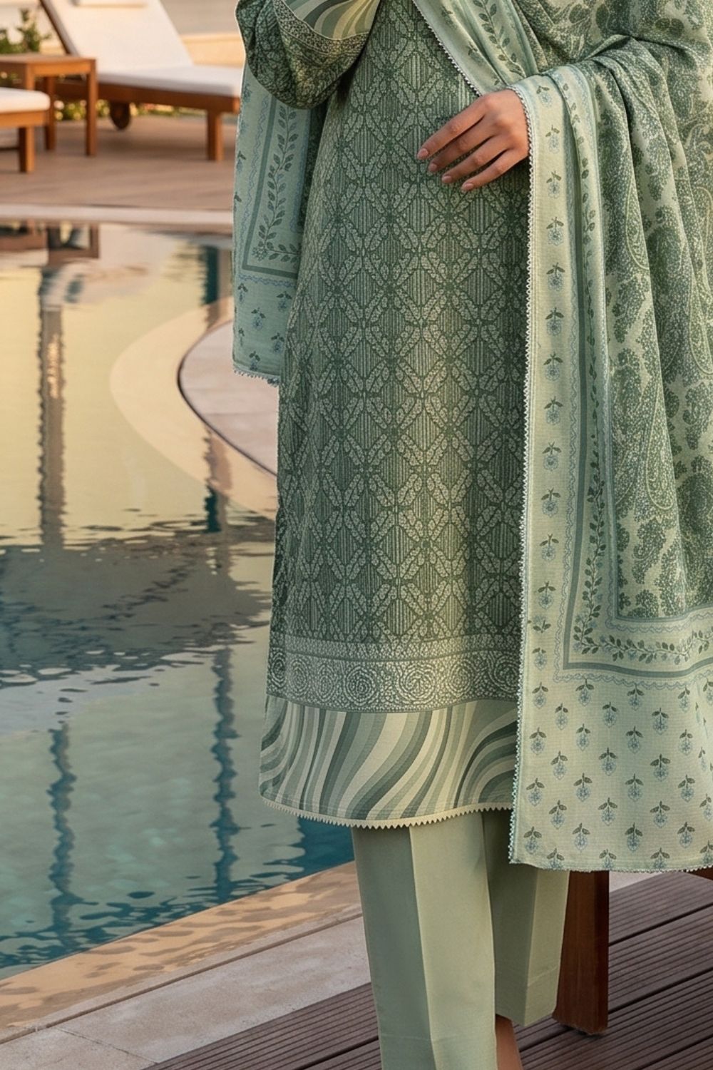 Mushtaq 3Pcs Unstitched Printed Lawn Sapphire Collection Desgin - 15