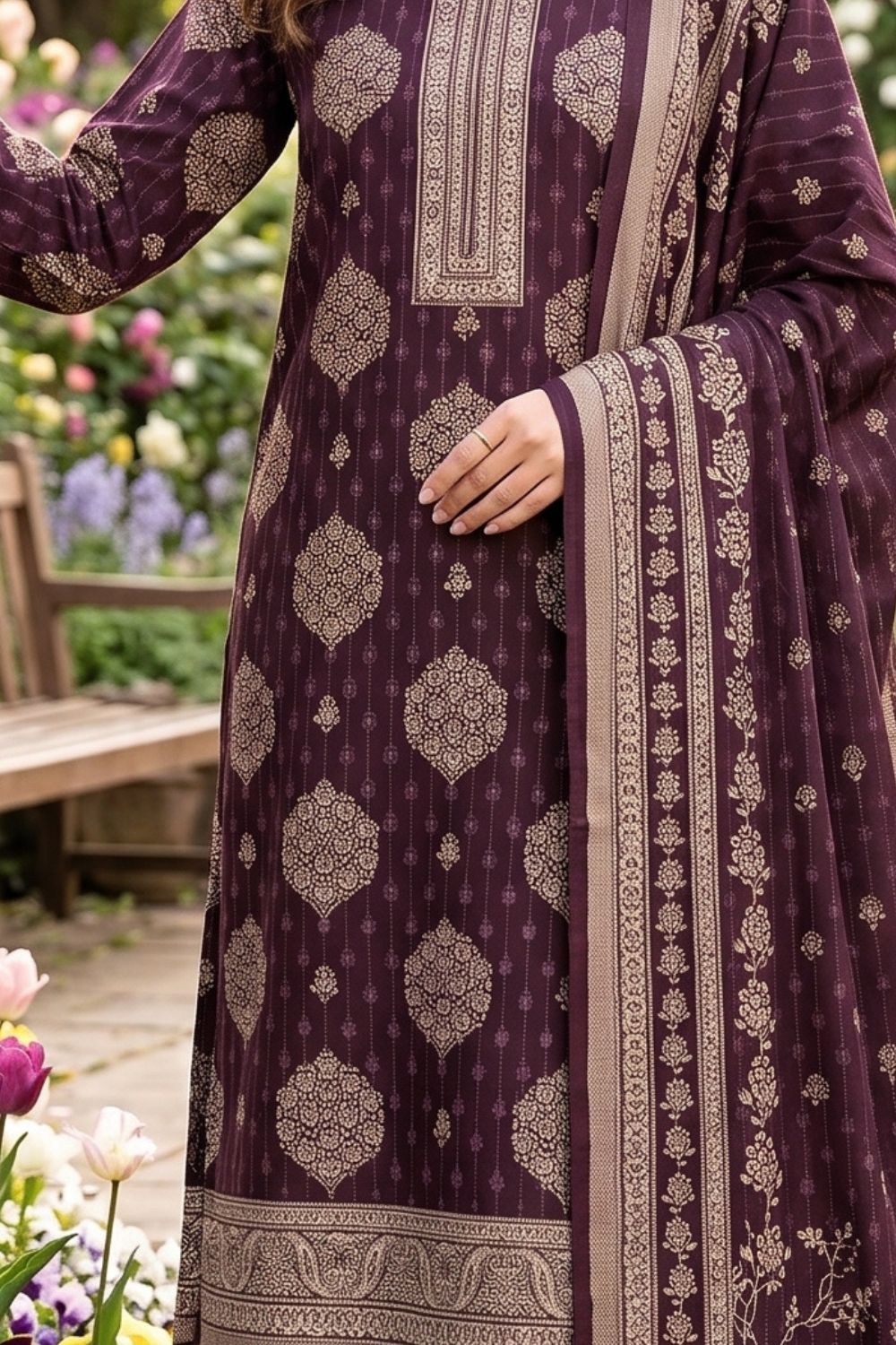 Mushtaq 3Pcs Unstitched Printed Lawn Suit Emaan Collection Desgin - 5