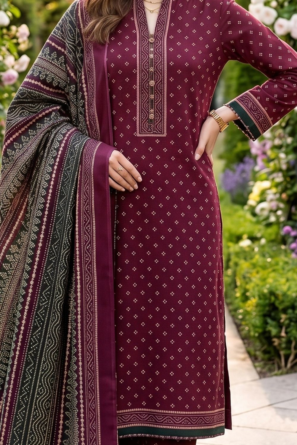 Mushtaq 3Pcs Unstitched Printed Lawn Alizy Collection Desgin - 11