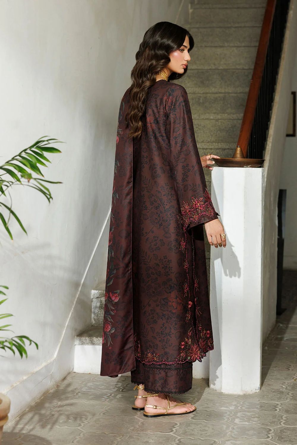 Iznik 3Pc Unstitched Embroidered Printed Viscose Linen Suit IPF-29