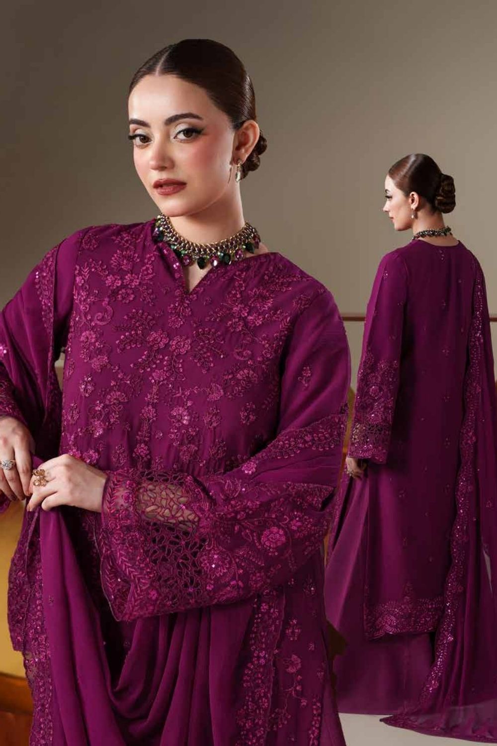 Emaan Adeel Nouvelle 3 Piece Unstitched Embroidered Luxury Chiffon Suit THEA