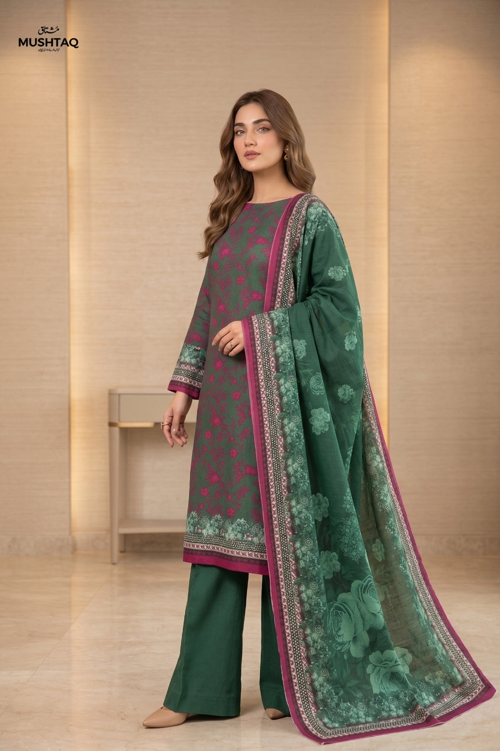 Mushtaq 3Pcs Unstitched Printed Khaddar Zarposh Collection Desgin - 6