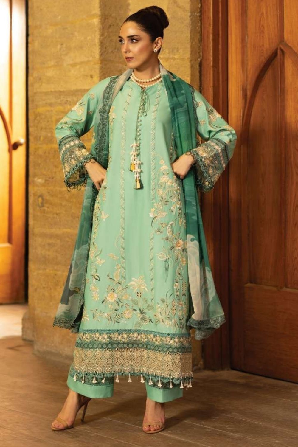Imrozia | Serene 3 Pc Unstitched Embroidered Lawn Suit SL-156 Yalina