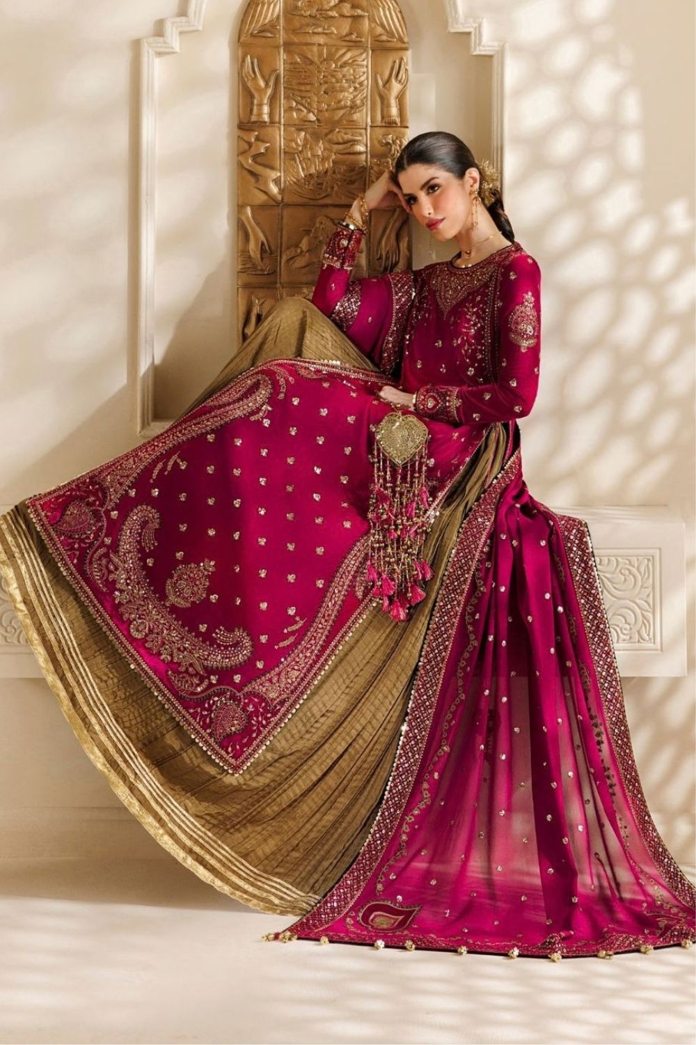 Jazmin Chandni 3 Piece Unstitched Embroidered Velvet Suit CVF26-D06