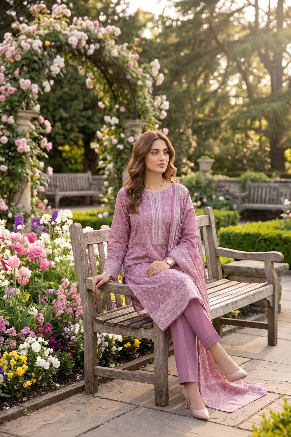 Mushtaq 3Pcs Unstitched Printed Lawn Alveena Collection Desgin - 6