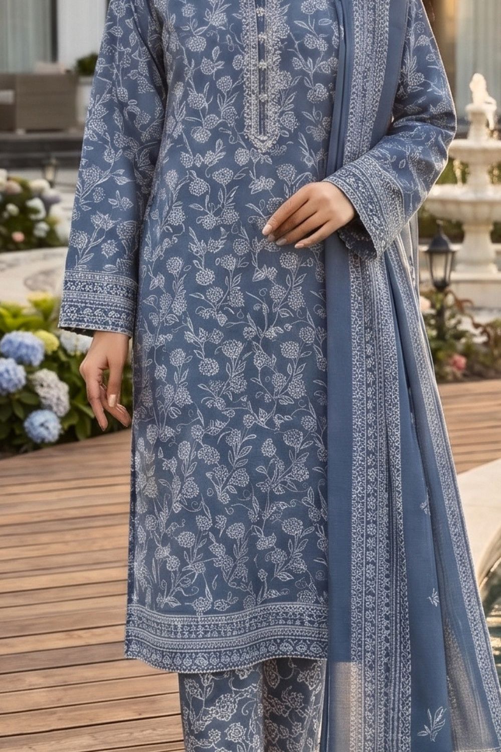 Mushtaq 3Pcs Unstitched Printed Lawn Naari Collection Desgin - 6