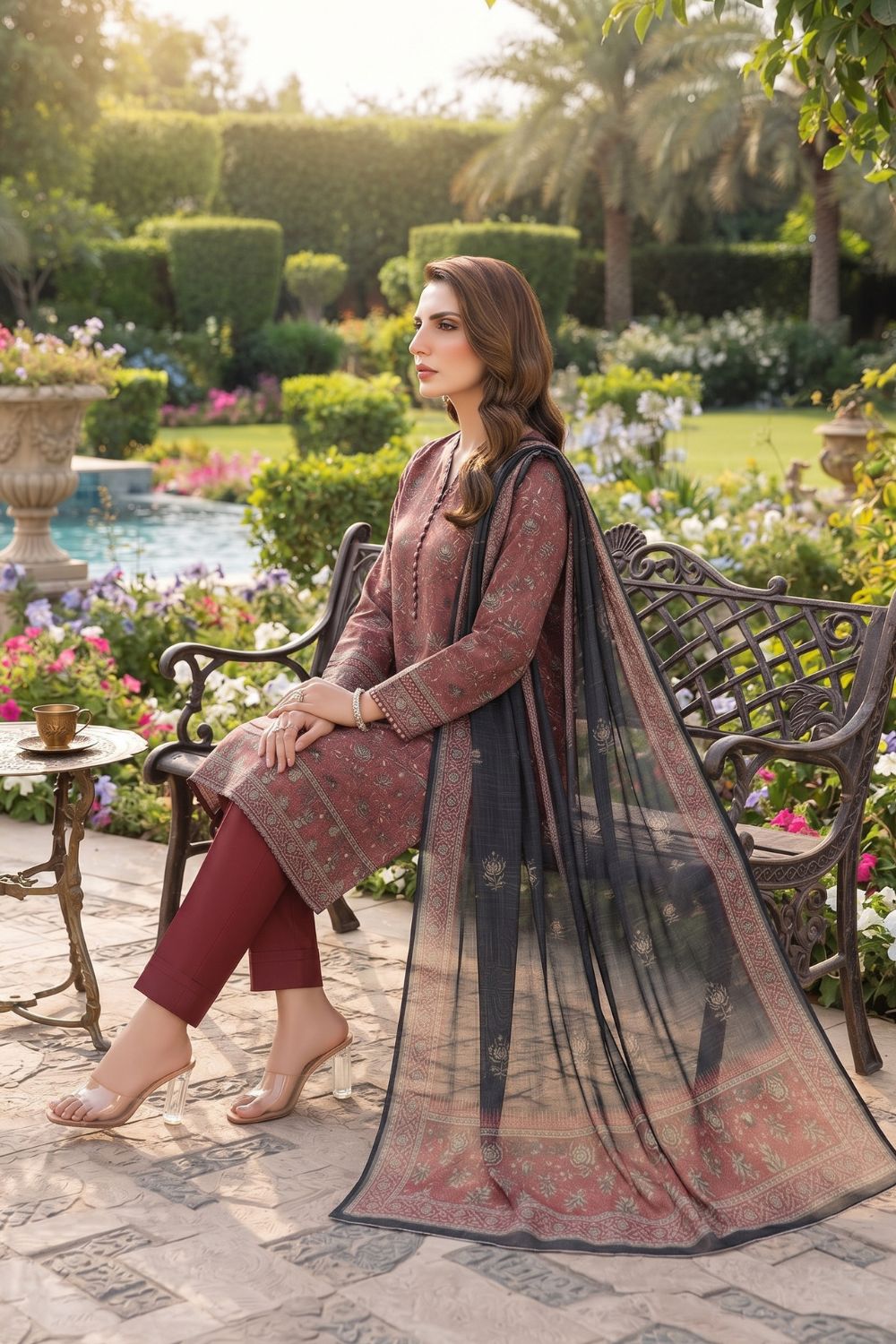 Mushtaq 3Pcs Unstitched Printed Lawn Aizal Collection Desgin - 5