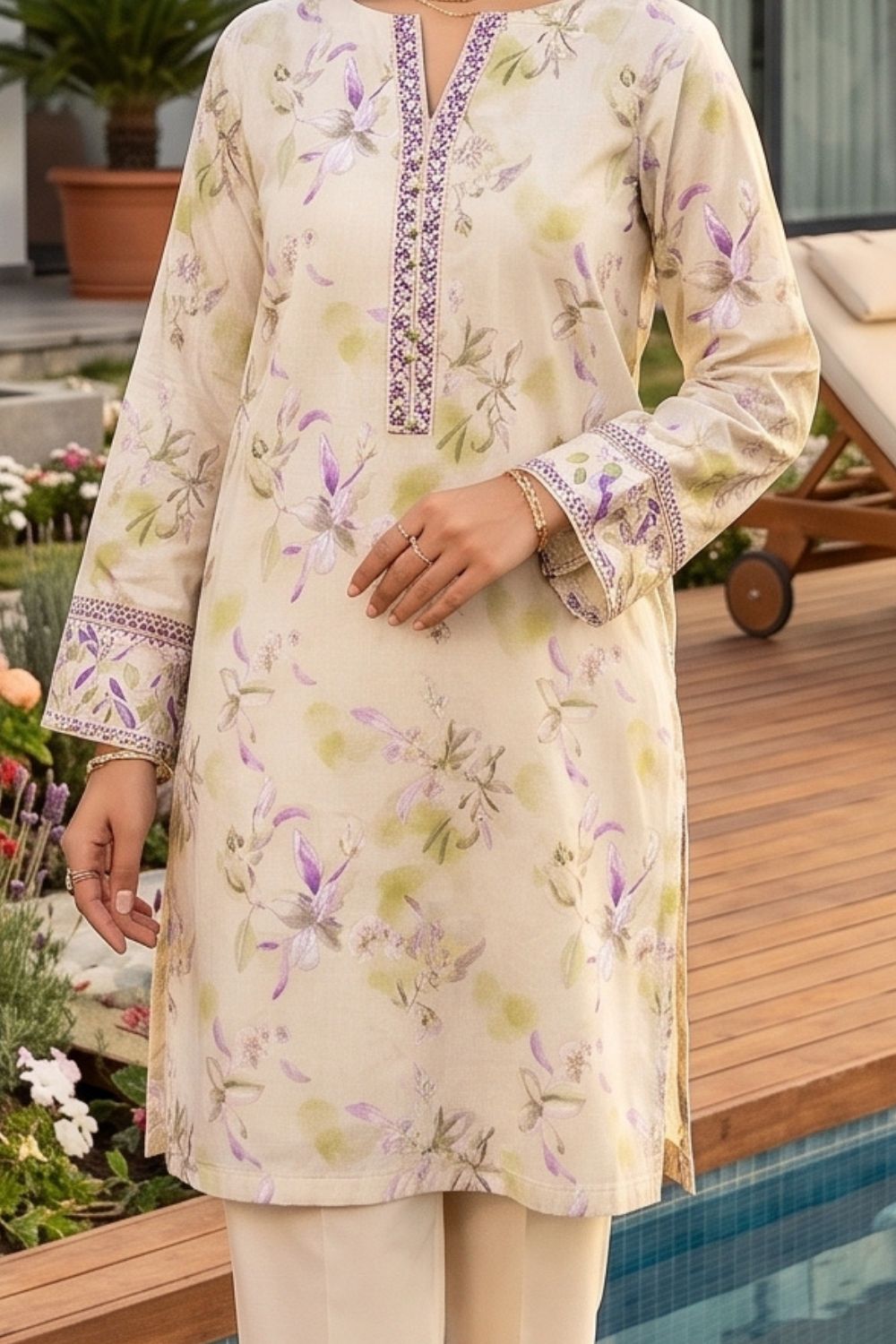 Mushtaq 2Pcs Unstitched Embroidered Lawn Riwayat Collection Desgin - 6
