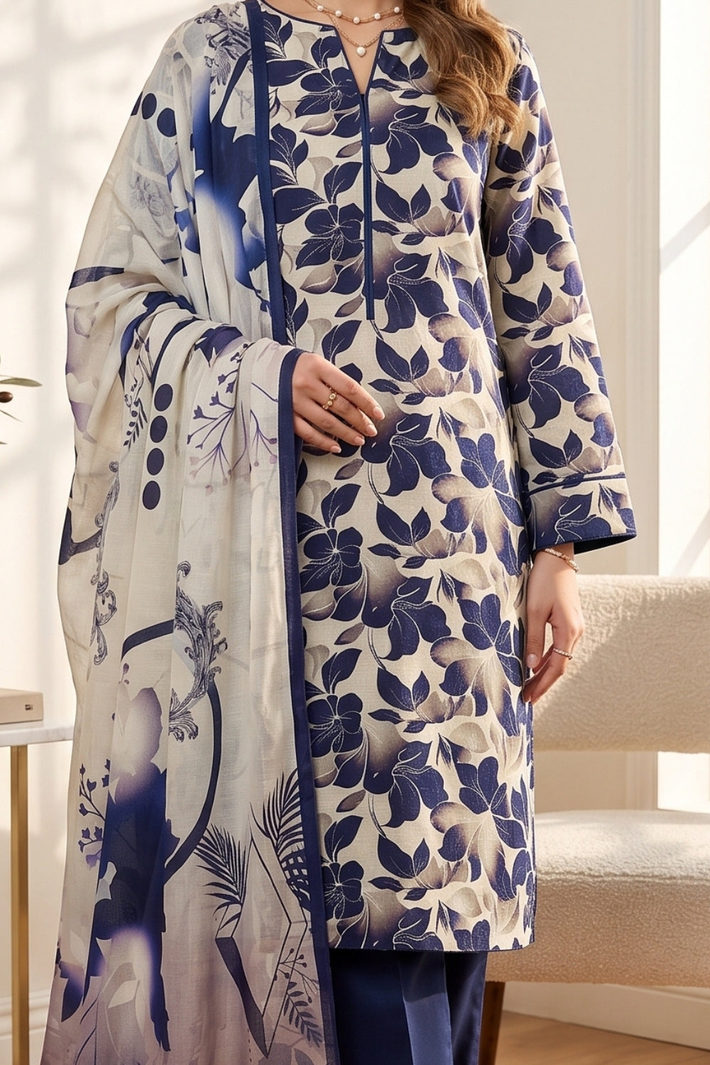 Mushtaq 3Pcs Unstitched Printed Lawn Suit Rooh Posh Collection Desgin - 12