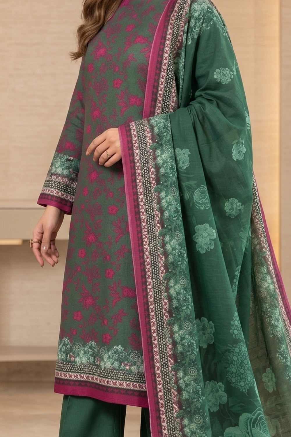 Mushtaq 3Pcs Unstitched Printed Khaddar Zarposh Collection Desgin - 6