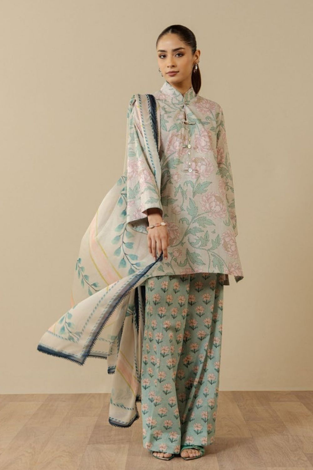Zara Shahjahan 3 Pc Unstitched Printed Lawn Suit Mireya-5A