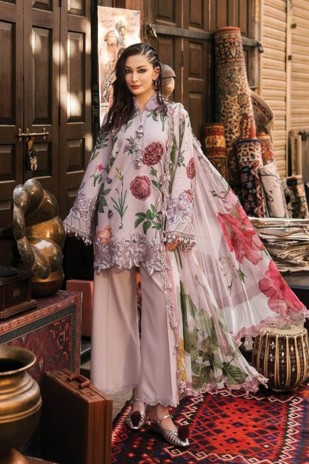 Maria B 3 Piece Unstitched Embroidered Cambric Suit MPT-3109-A