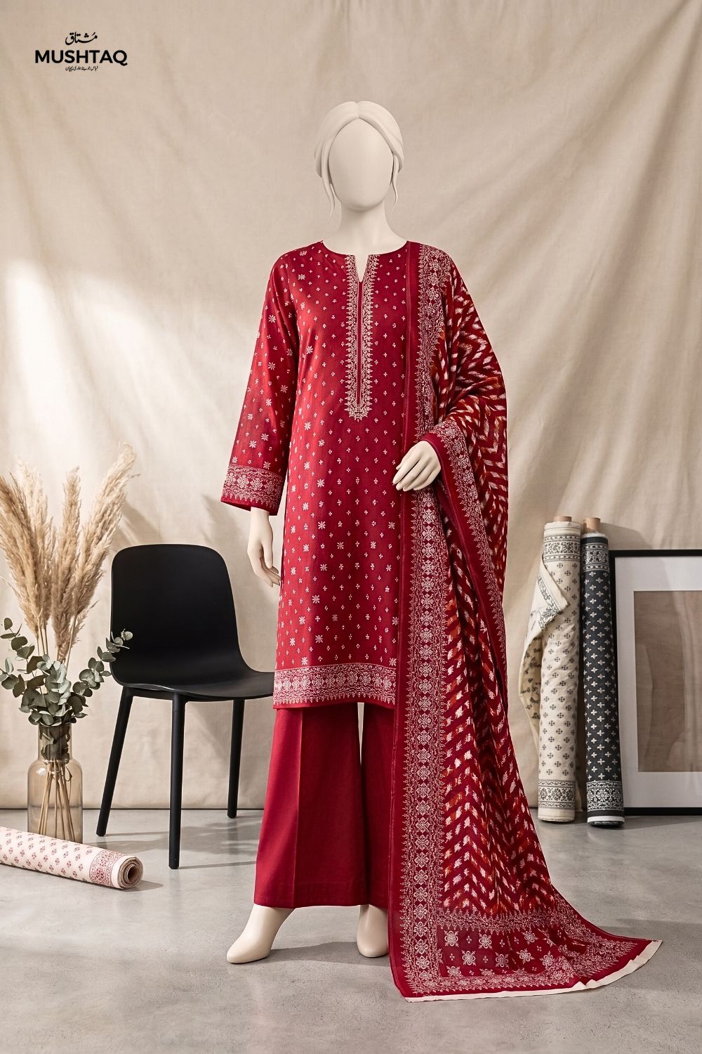 Mushtaq Zimal Collection 3Pcs Unstitched Printed Lawn Desgin - 7