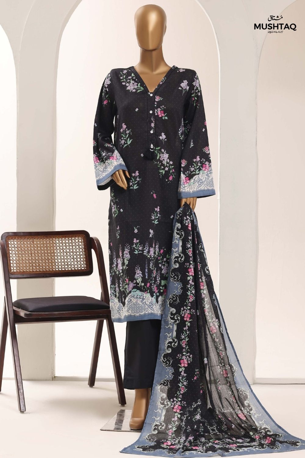 Mushtaq 3Pcs Unstitched Printed Lawn Sadabahar Collection Desgin - 10