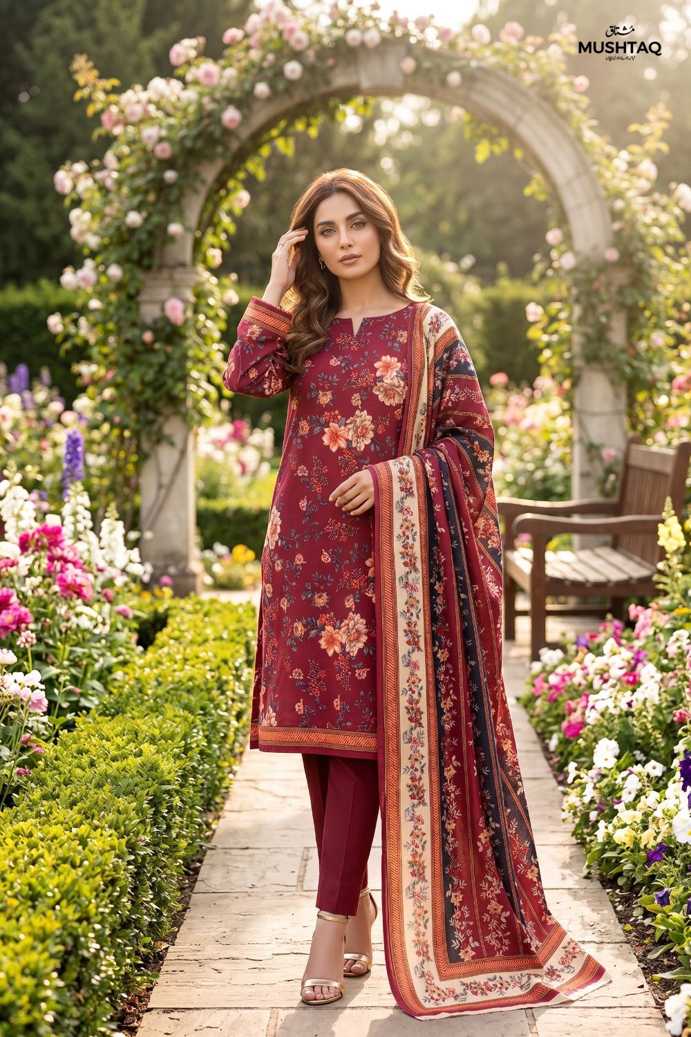 Mushtaq 3Pcs Unstitched Printed Lawn Suit Emaan Collection Desgin - 7