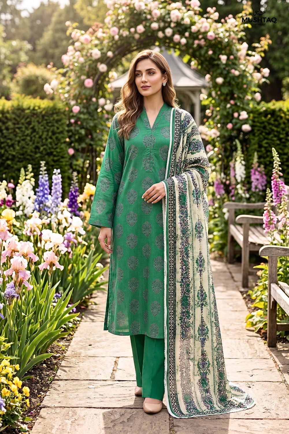 Mushtaq 3Pcs Unstitched Printed Lawn Suit Aiman Collection Desgin - 1