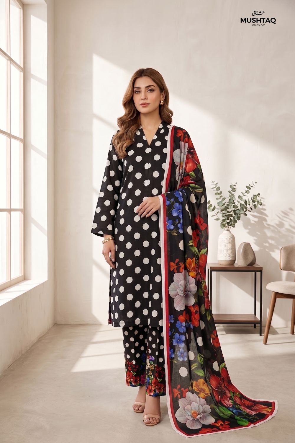 Mushtaq 3Pcs Unstitched Printed Lawn Suit Hamraah Collection Desgin - 1